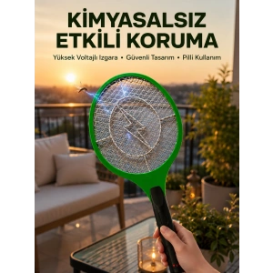 Mey İthalat® Hafif ve Ergonomik Elektronik Böcek Öldürücü – Güvenlik Koruması ile Pil Kontrollü