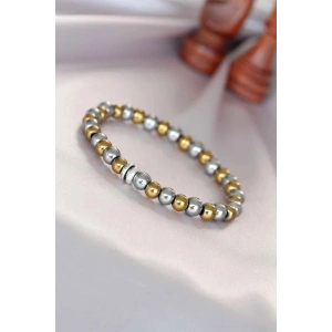 Mey İthalat® Hematit Silver Gold Renk Doğal Taş Erkek Bileklik