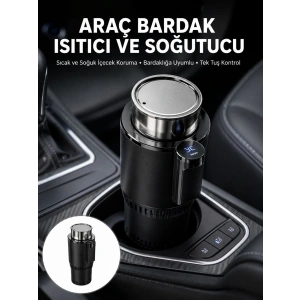 Mey İthalat® Isıtma Soğutma Özellikli Araç Bardaklığı Çakmak Girişli Akıllı Yeni Nesil