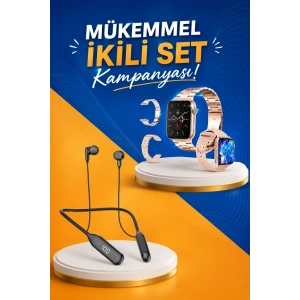 Mey İthalat® Kablolu Bluetooth Kulaklık ve Kadınlara Özel Bileklik Hediyeli Yeni Nesil Akıllı Saat 3 Kordonlu