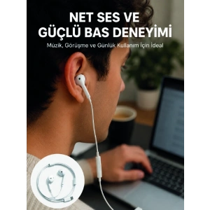 Mey İthalat® Kablolu Type C Kulak İçi Kulaklık Kristal Netliğinde Ses Kalitesi Yeni Nesil