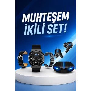 Mey İthalat® Kablosuz Bluetooth Bağlantılı Kulaklık ve Dokunmatik Ekran Akıllı Saat Arama Cevaplama