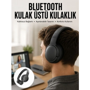 Mey İthalat® Kablosuz Bluetooth Kulaklık Kulak Üstü Ayarlanabilir Uzun Ömürlü Yeni Nesil