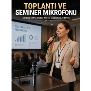 Mey İthalat® Kablosuz Çift Mikrofon Şarj Edilebilir Dijital Göstergeli