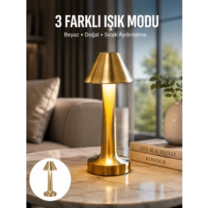 Mey İthalat® Kablosuz LED Masa Lambası 1800mAh 3 Renk Aydınlatma Dokunmatik Yeni Nesil