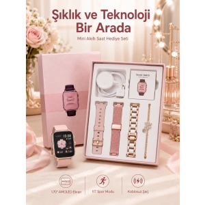 Mey İthalat® Kadınlar İçin Dokunmatik Ekran Akıllı Saat ve Gamer Kablosuz Bluetooth Kulaklık ANC Özelliği