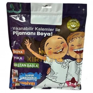Mey İthalat® Kalem Hediyeli Boyanabilir Pijama 3-4 Yaş