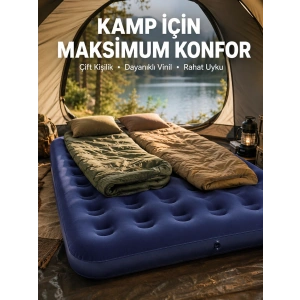 Mey İthalat® Kamp ve Festival İçin Şişirilebilir Yatak Çift Kişilik Sağlam Yapı