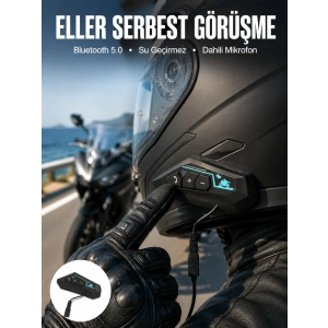 Mey İthalat® Kask Kulaklığı Motosiklet Intercom Interkom Dinleme Konuşma Özellikli Su Geçirmez