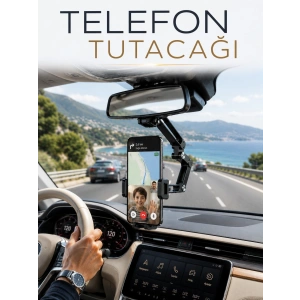 Mey İthalat® Katlanabilir Araç Telefon Tutucu Dikiz Aynasına Monte Telefon Standı
