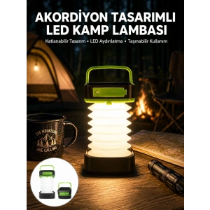 Mey İthalat® Katlanabilir Kamp Lambası Akordiyon Lamba Şarjlı 3 Kademeli Solar Yeni Nesil