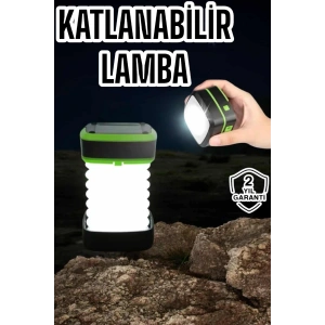 Mey İthalat® Katlanabilir Kamp Lambası Solar Fener Görünümlü 3 Kademeli Şarjlı