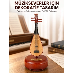 Mey İthalat® Klasik Ud Figürlü Melodili Müzik Kutusu Şık Hediyelik