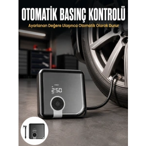 Mey İthalat® Kompakt Tasarımlı LED Işıklı Taşınabilir Hava Kompresörü Yeni Nesil