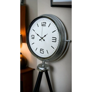 Mey İthalat® Krom Sade & Şık Tripod Ayaklı Saat