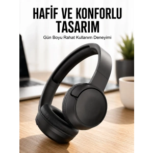 Mey İthalat® Kulak Üstü Kablosuz Bluetooth Kulaklık Gürültü Önleyici Uzun Şarj Süreli