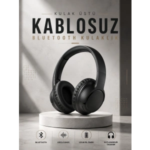 Mey İthalat® Kulak Üstü Kablosuz Bluetooth Kulaklık Yüksek Ses Kaliteli ANC Özelliği