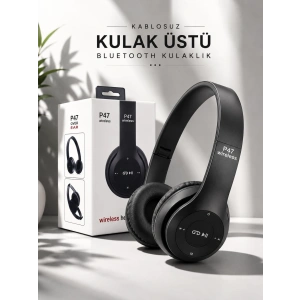 Mey İthalat® Kulak Üstü TF Kart ve AUX Destekli Ergonomik Bluetooth Kulaklık
