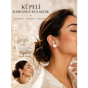 Mey İthalat® Küpeli Kablosuz Bluetooth Kulaklık Uzun Süreli Şarj Özellikli