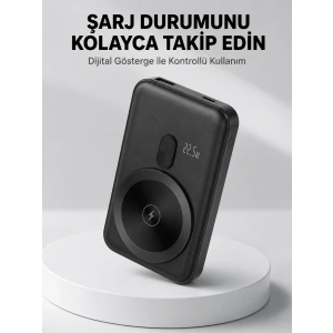 Mey İthalat® LCD Ekranlı Kablosuz Powerbank Type C ve USB Çıkışlı Yeni Nesil