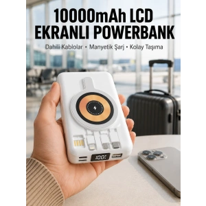 Mey İthalat® LCD Göstergeli Manyetik Powerbank Type C USB Girişli Yeni Nesil
