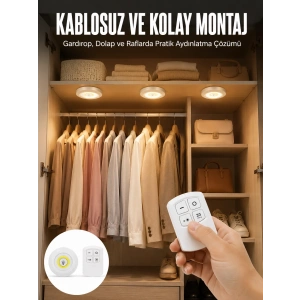 Mey İthalat® Led Lamba 3lü Uzaktan Kumandalı Yapışkanlı Beyaz Işık (Kopya)