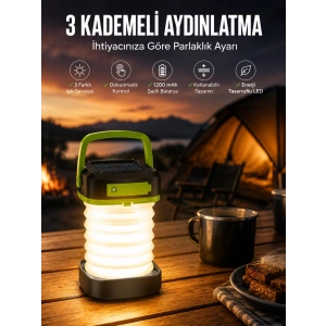 Mey İthalat® Led Lamba Kamp Lambası Hafif Taşınabilir Şarj Süreli Akordeon El Fenerli