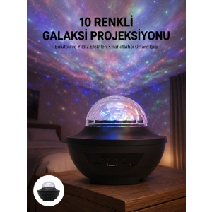 Mey İthalat® Masa ve Gece Lambası Renkli Projektör Işıklı Disko Topu Bluetooth Hoparlör