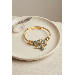 Mey İthalat® Mavi Arı Model Gold Renk Charm Bileklik