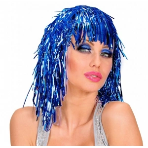 Mey İthalat® Mavi Işıltılı Metalize Parti Peruğu