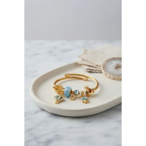 Mey İthalat® Mavi Uçan Model Charmlı Gold Renk Bileklik
