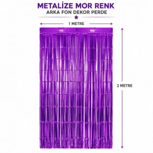Mey İthalat® Mor Metalize Parti Perdesi 100x200 cm – Kapı ve Arka Fon Perdesi