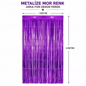 Mey İthalat® Mor Metalize Parti Perdesi 100x200 cm – Kapı ve Arka Fon Perdesi