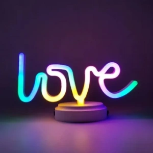 Mey İthalat® Neon Işıklı Love Yazılı Masa Gece Lambası
