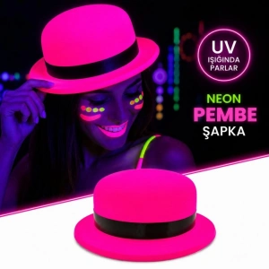 Mey İthalat® Neon Pembe UV Parti Şapkası Plastik