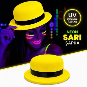 Mey İthalat® Neon Sarı UV Parti Şapkası Plastik