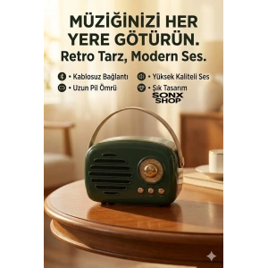 Mey İthalat®  Nostaljik Retro Bluetooth  - FM Radyo, USB ve Bluetooth Kablosuz Hoparlör