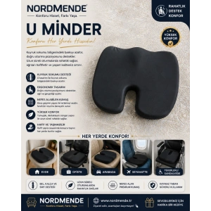 Mey İthalat® Ortopedik Oturma Minderi Hemoroid Kuyruk Sokumu Destekli Sünger Minder Siyah