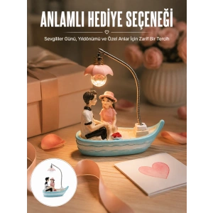 Mey İthalat® Oturan Çift Figürlü LED Masa Lambası Romantik Hediye Yeni Nesil