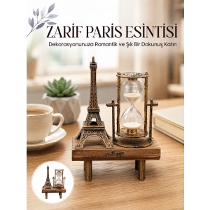 Mey İthalat® Paris Eyfel Kulesi Hediyelik Eyfel Retro Kum Saati Dekoratif Eşya Yeni Nesil