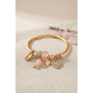 Mey İthalat® Pembe Balık Model Gold Renk Charmlı Bileklik