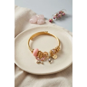 Mey İthalat® Pembe Kelebek Model Charmlı Bileklik