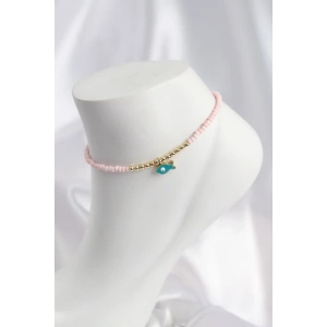 Mey İthalat® Pembe Renk Boncuklu Balık Figürlü Halhal