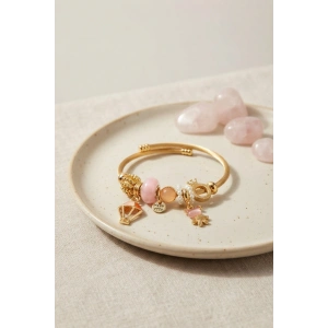 Mey İthalat® Pembe Uçan Model Charmlı Gold Renk Bileklik