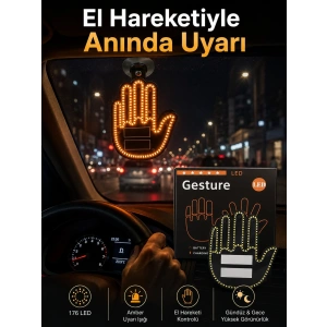 Mey İthalat® Pilli Led Işık Araç Camı İçin Uzaktan Kumandalı El Simgesi