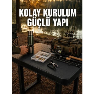 Mey İthalat® Pratik Katlanabilir Masa Kamp Piknik Bahçe ve Karavan Kullanımına Uygun