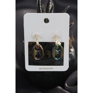 Mey İthalat® Renkli Hematit Taşlı Küpe Seti