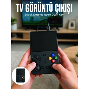 Mey İthalat® Retro Oyun Konsolu Çift Analog Joystick 64GB Hafızalı Taşınabilir El Konsolu