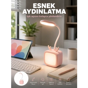 Mey İthalat® Şarj Edilebilir LED Masa Lambası Kablosuz Taşınabilir Gece Lambası
