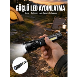 Mey İthalat® Şarjlı El Feneri Yüksek Işık Gücü Uzun Menzil